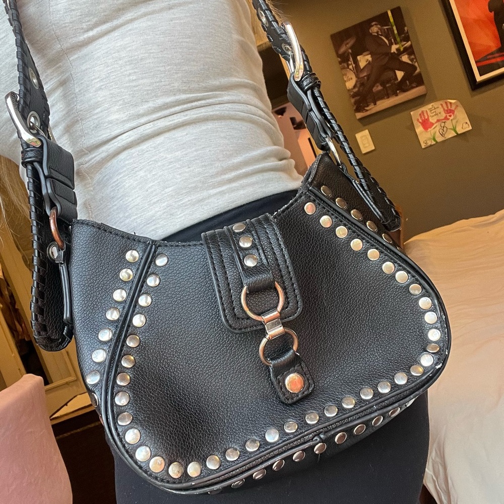 Urban Outfitters Black Studded Shoulder Bag